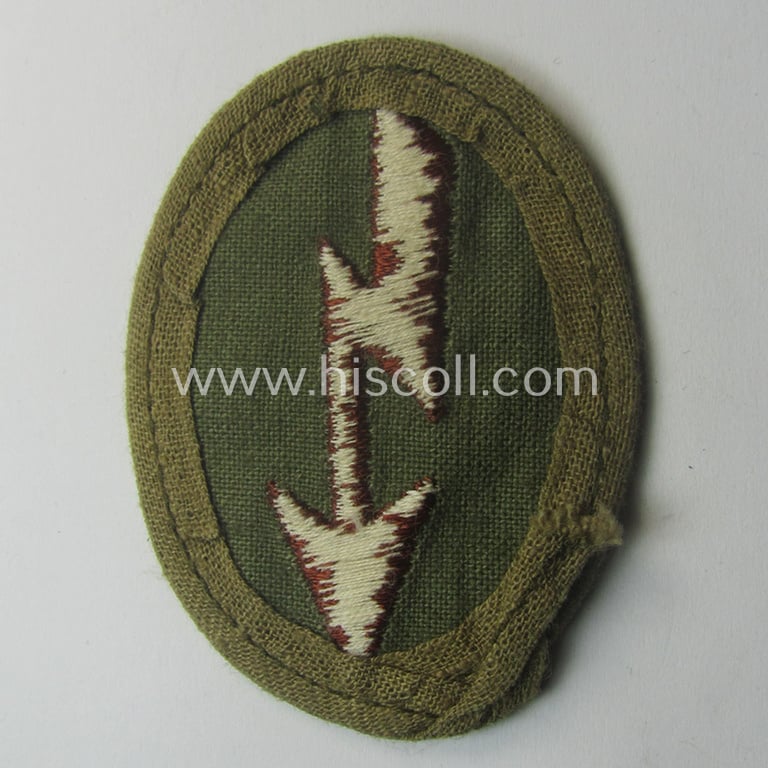 WH (Heeres) 'tropical-styled', trade- and/or special-career insignia (or: 'Signal Blitz') as was intended for a soldier who served within the: 'Kradschützenbtle. der Pz. Div. u. Inf. Divisione (mot.)'