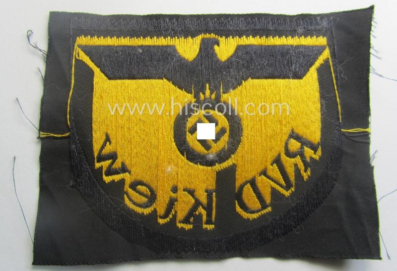 RB- ('Reichsbahn'-) related arm-eagle as executed in 'BeVo'-weave style, as was intended for an official of the: 'Deutsche Reichsbahn' ie. the: 'RVD Kiew' (or: 'Reichsverkehrsdirektion Kiew')