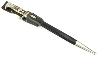German Police Stag Handled Dress Bayonet with Frog
