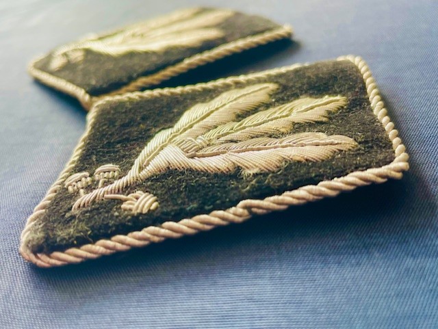 FINE PAIR OF ORIGINAL GERMAN WWII WAFFEN -SS HIGH RANKING COLLAR PATCHES