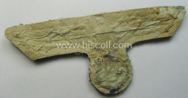 WH (Heeres) officers'-type, hand-embroidered breast-eagle (ie. 'Brustadler für Offiziere') as was executed in bright-silverish-coloured braid as was intended for usage on the various officers'-pattern tunics