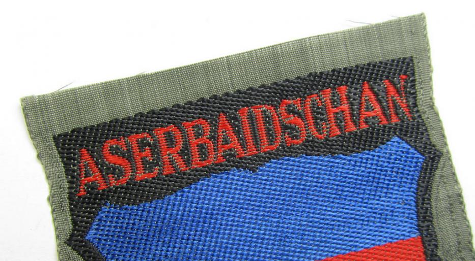 'BeVo'-type armshield entitled: 'Aserbaidschan' (being a virtually mint- ie. unissued piece as intended for a volunteer who served within the 'Deutsche Wehrmacht' ie. within the 'Aserbaidschanisches Legion')