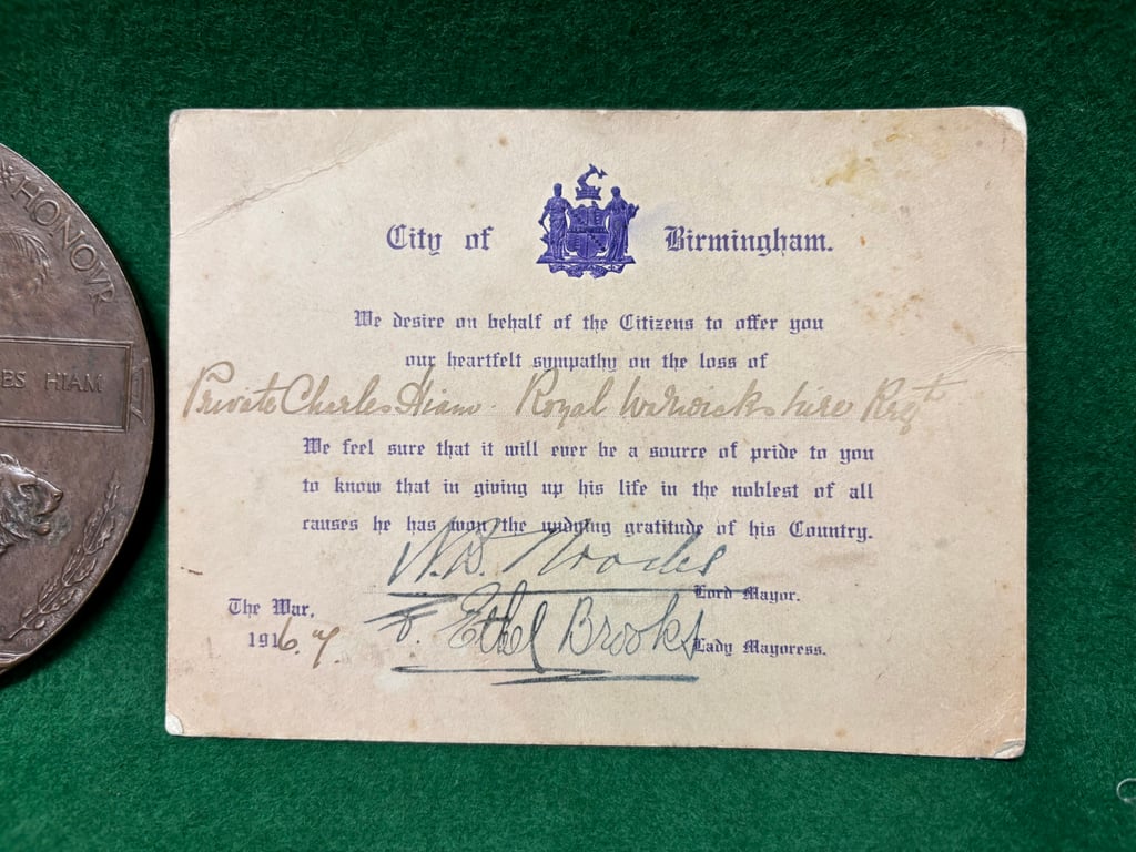 Royal Warwickshire Casualty Group KiA 1917