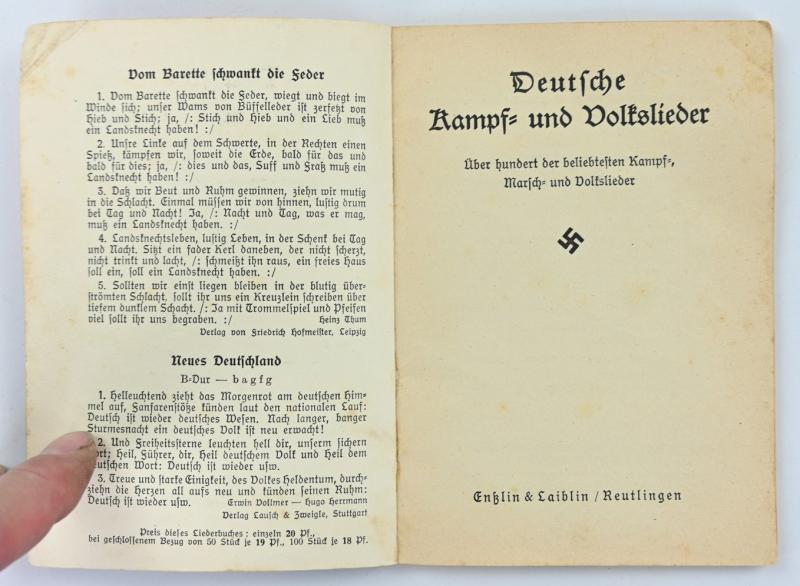 German Songbook 'Deutsche Kampfs und Volks Lieder'