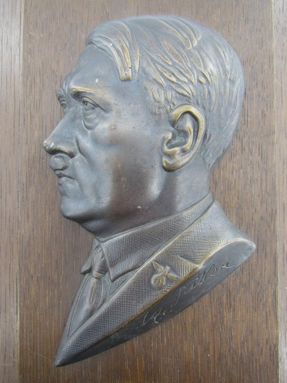 Adolf Hitler bronze wall plaque