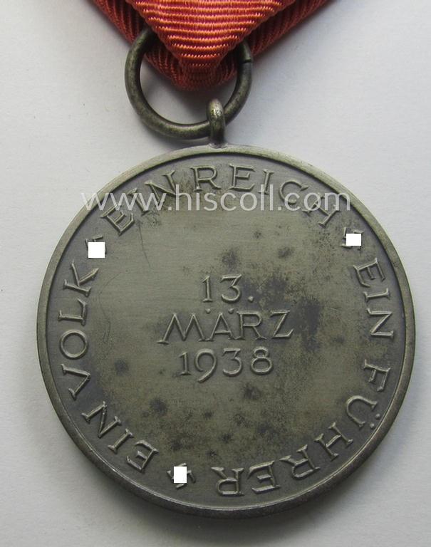WH Austrian-occupation- (ie. 'Anschluss'-) medal: '13. März 1938' being a very attractive (and hardly tarnished) example that comes stored in its bright-red-coloured- and/or typical non-maker-marked etui as issued