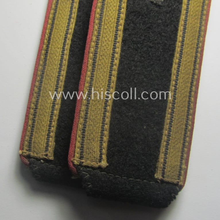 Superb - and fully matching! - pair of Waffen-SS (ie. 'SS-Panzer') NCO-type shoulderstraps (as was amongst others used on the black-coloured 'wrap-around'-tunics) as was intended for usage by an: 'Unterscharführer der SS-Panzer-Trpn.'