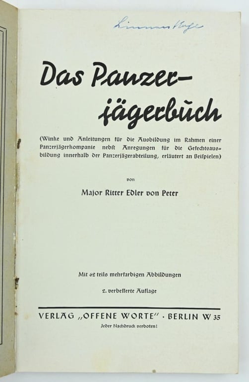 German WH Panzerjager Manual