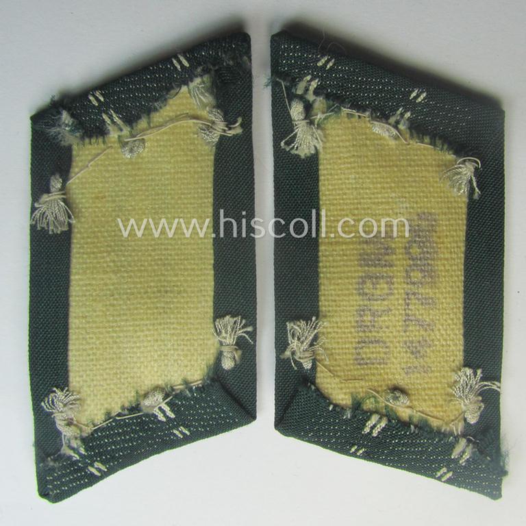 WH (Heeres) pair of (later-war-pattern) officers'-type collar-tabs (ie. 'Kragenspiegel für Offiziere') as executed in 'BeVo'-weave pattern as was intended for an officer serving within the: 'Infanterie-Trpn.'