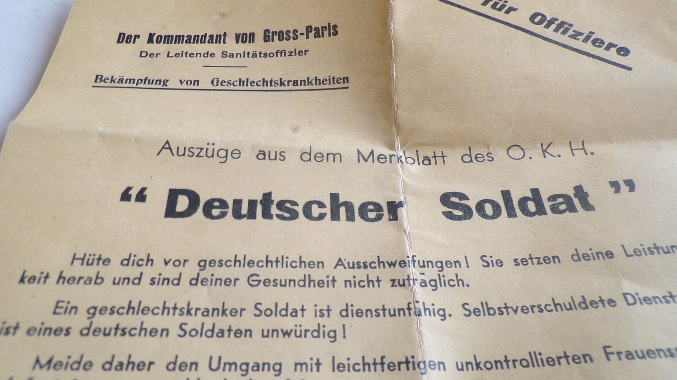 Wehrmacht Anti-VD Warning Pamphlet PARIS