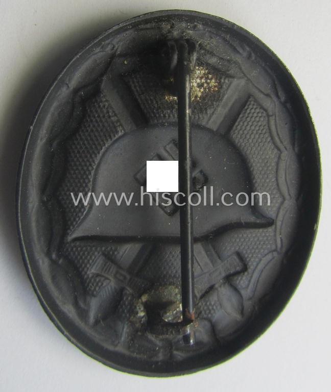 Minimally used- and/or hardly worn black-class wound-badge (or: 'Verwundeten-Abzeichen in Schwarz') being a typical non-maker-marked (and typically magnetic!) example