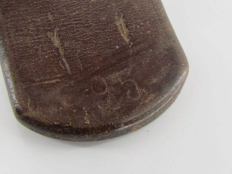 Early Wehrmacht leather equipment belt with aluminum hook (AG)