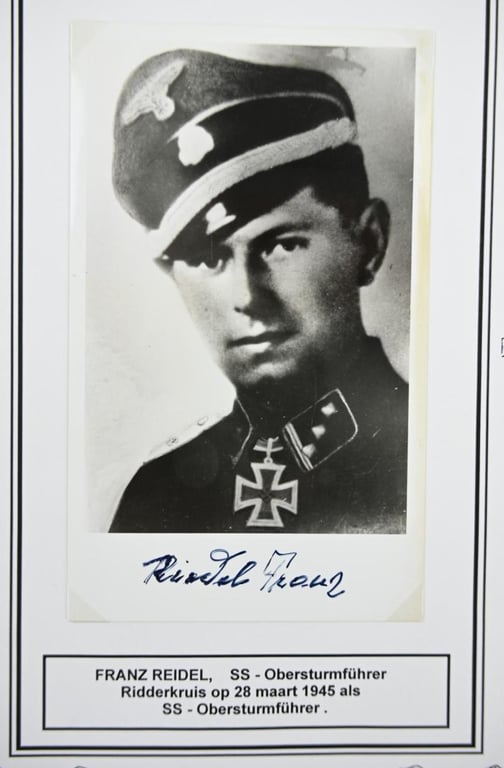 German Waffen-SS Knight's Cross Recipient Portait Picture with Signature 'Franz Riedel'