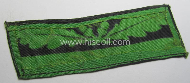 Attractive - clearly used albeit regrettably single! - officers'-pattern, WH (Heeres o. Waffen-SS) rank-insignia-bar (for usage on the camouflaged-uniforms) as used by an officer holding the rank of: 'Leutnant' (ie.: 'SS Untersturmführer')