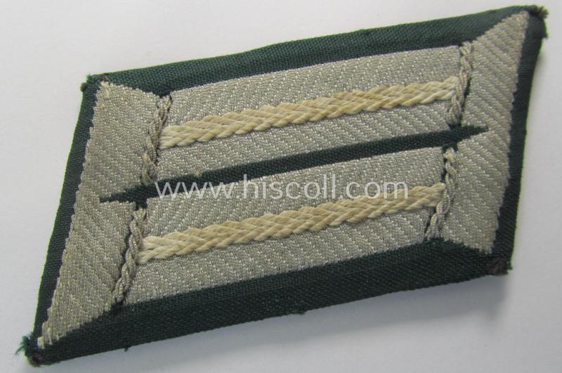 WH (Heeres) pair of (later-war-pattern) officers'-type collar-tabs (ie. 'Kragenspiegel für Offiziere') as was entirely executed in the neat 'BeVo'-weave pattern as was intended for an officer who served within the: 'Infanterie-Truppen'