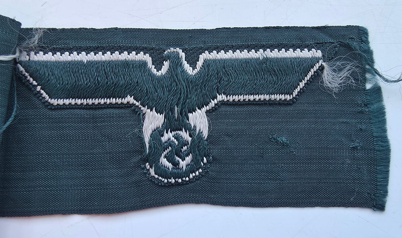 WH (Heeres)M36 pattern side cap eagles as executed in BeVo' weave pattern - on a strip of three