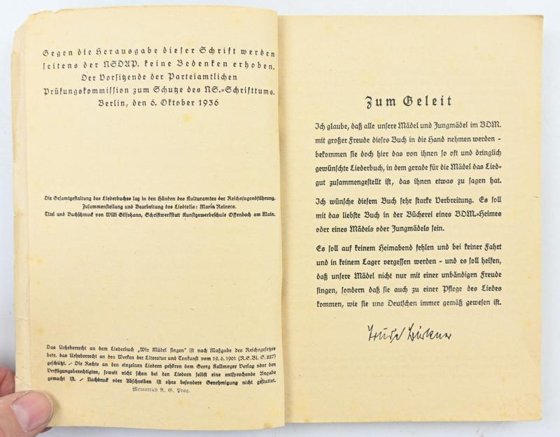 German BDM Songbook 'Wir Mädel singen'