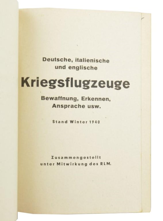 German LW Airplane Identification Booklet