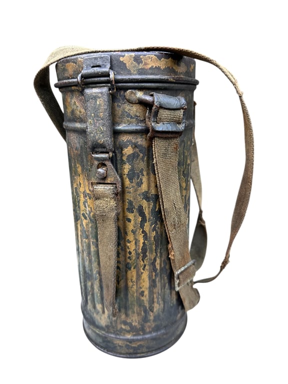 Camo Gasmask (Normandy) Found in Caen Normandy (mask is missing) Named