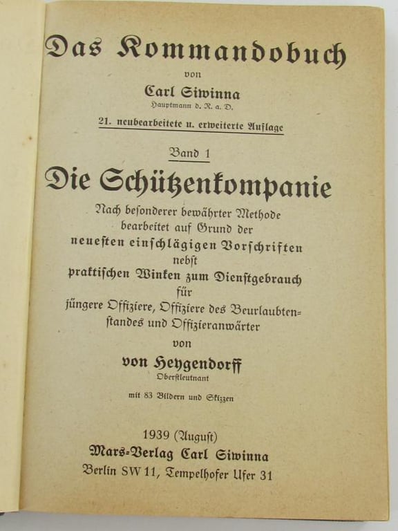 Book : Das Kommandobuch ' Die Schützenkompanie'