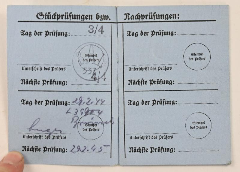 German LW Parachute Inspection Booklet