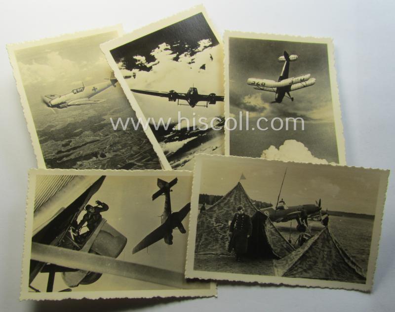 Complete set comprising of 10 smaller- (ie. 9 x 6 cms.-) sized period pictures originating from the series: 'Unsere Luftwaffe - Flieger-Serie 3'