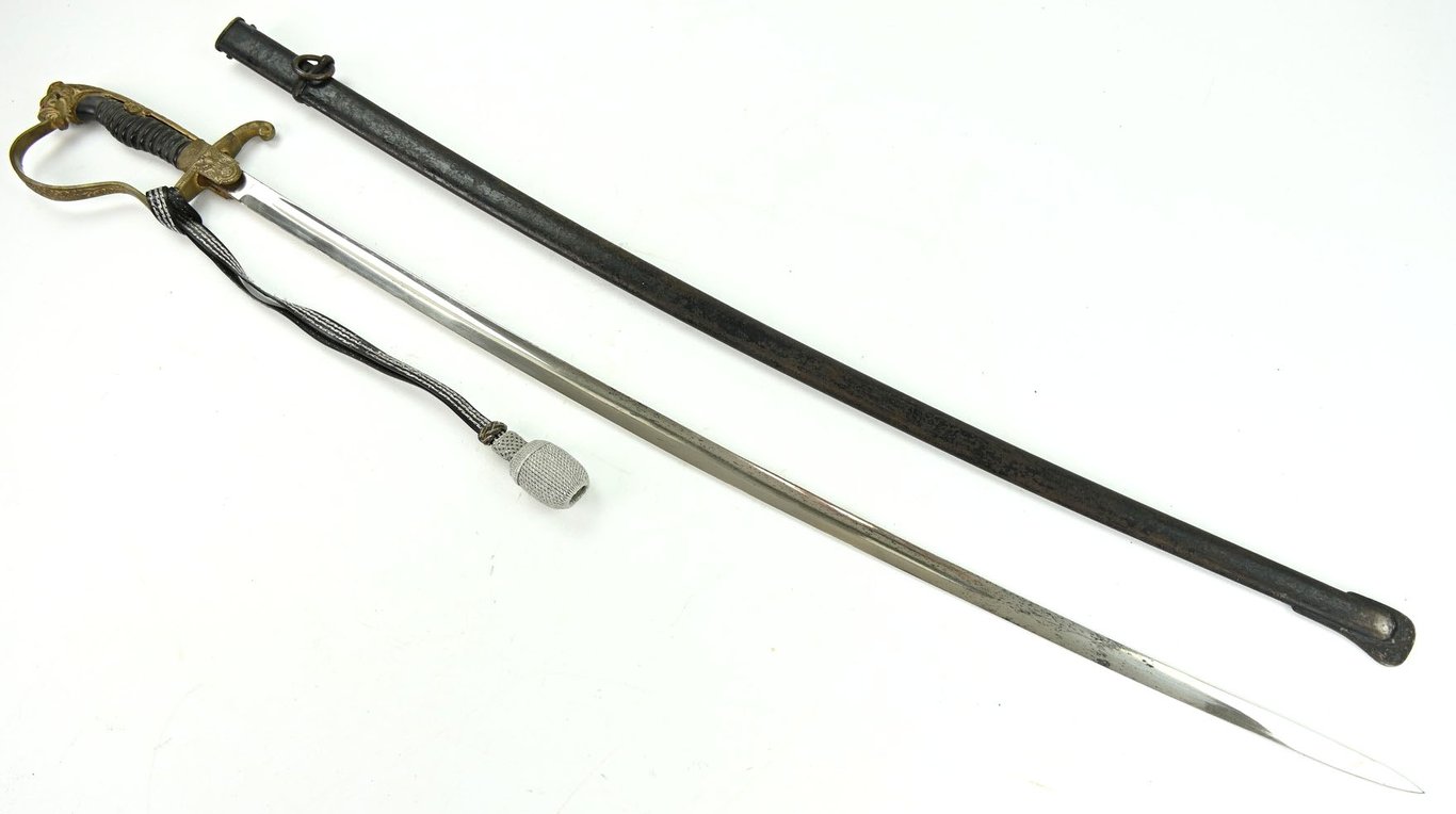 German WH Officer Lionhead Sword with Portopee