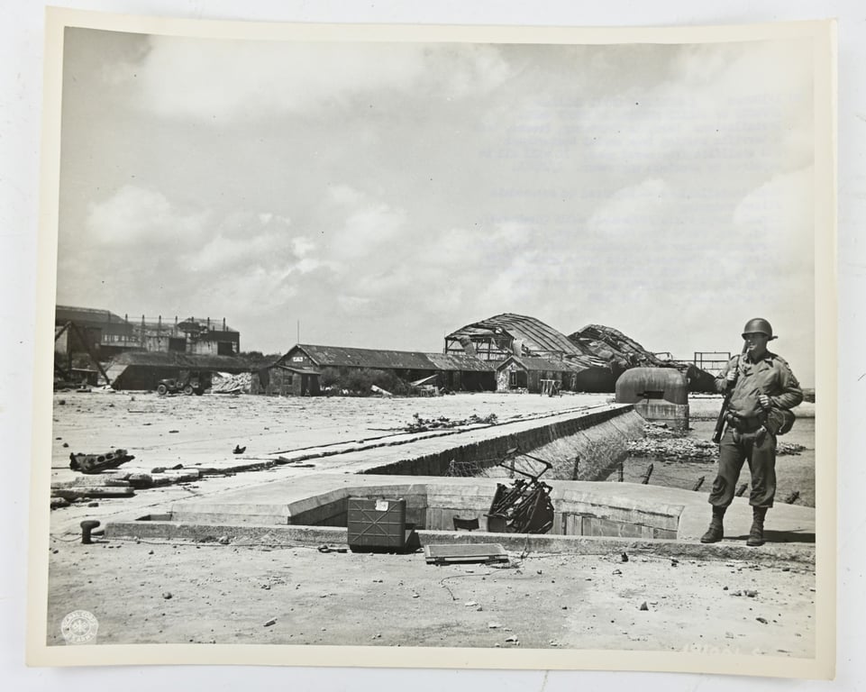 US WW2 Press Photo 'Bombed Cherbourg'