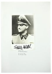 Signature of Waffen-SS KC& OLC Recipient Franz Hack