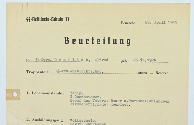 German Waffen-SS Personal Research File 'SS-Sturmmann Alfred Dreilich'