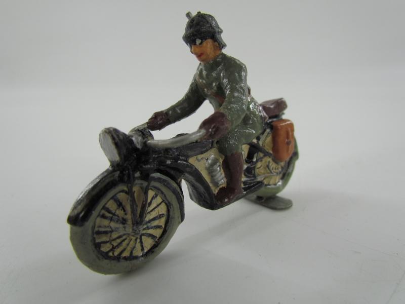 German Soldier On a Motor Bike ( Lineol )