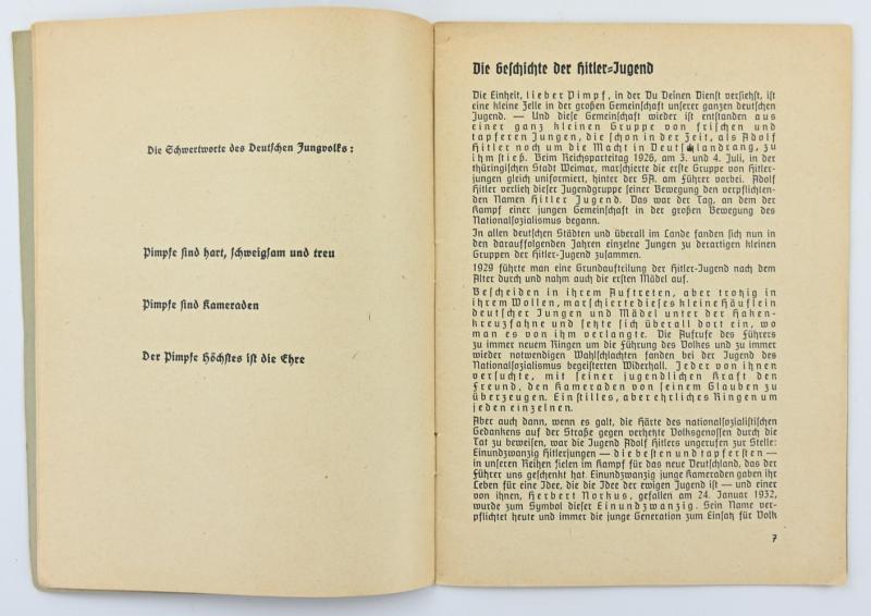German Hitler Youth Booklet 'Der Jungvolkdienst'