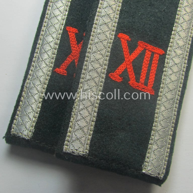 Pair of WH (Heeres) neatly 'cyphered', 'M36- o. M40'-pattern NCO-type shoulderstraps: 'Uffz. des Wehrersatzdienstelle im Wehrkreises XII'