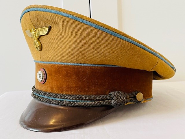 SCARCE EARLY EXAMPLE OF A GERMAN WWII POLITICAL LEADERS PEAK CAP EARLY STYLE FOR ORTSGRUPPE LEVEL