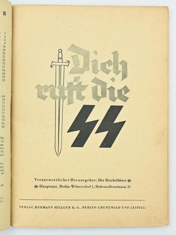 German Waffen-SS Recruitment Booklet 'Dich Ruft die SS'