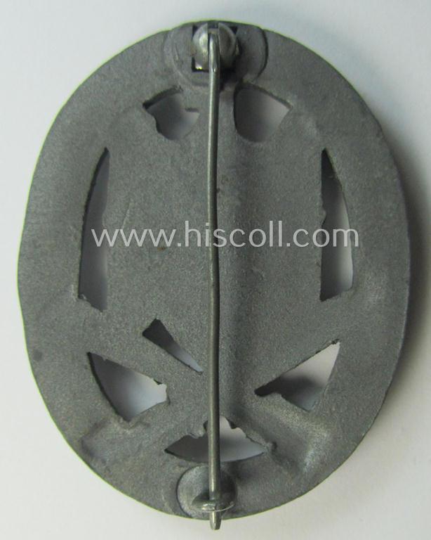 Attractive, 'Allgemeines Sturmabzeichen' (or: General Assault Badge ie. GAB) being a typical unmarked, zinc-based- (ie. 'Feinzink'-) and/or: 'semi-hollow-back'-version as was (I deem) produced by the: 'Rudolf Karneth'-company