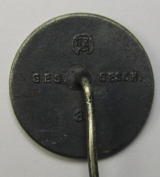 Attractive, so-called: N.S.V. (ie. 'Nationalsocialistische Volkswohlfahrt') membership-lapel-pin being an 'RzM - 35'-marked example as executed in silverish-black-toned 'Buntmetall'