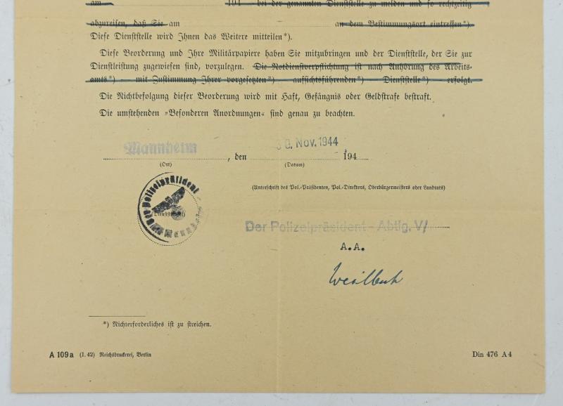 German Third Reich Volksstrum Letter