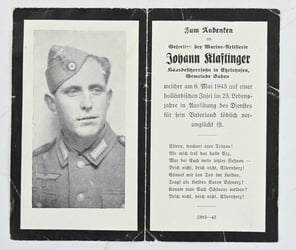 German KM Deathcard Holland Johann Klastinger