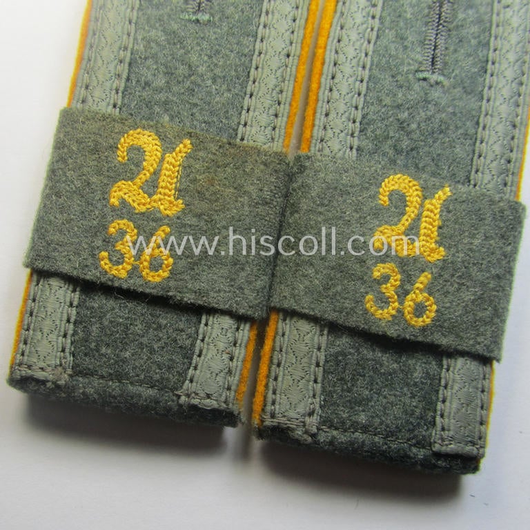 Pair of early- (ie. mid-) war-period WH (Heeres), 'M41'- (ie. 'M43-) pattern 'cyphered' NCO-type shoulderstraps (with 'Überschuben'!): 'Uffz. u. Mitglied des Kavallerie-Aufklärungs-Abts. 36'