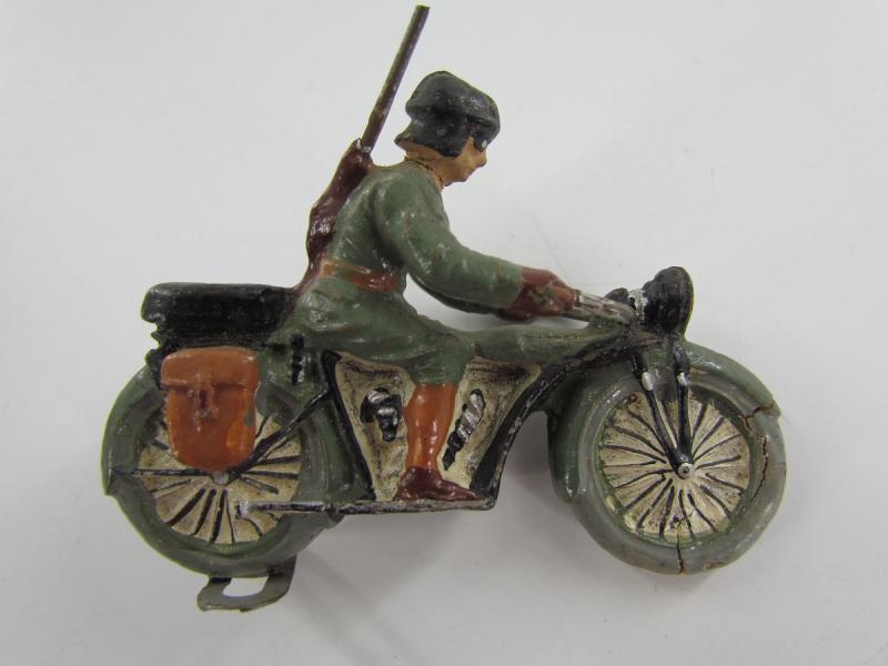 German Soldier On a Motor Bike ( Lineol )