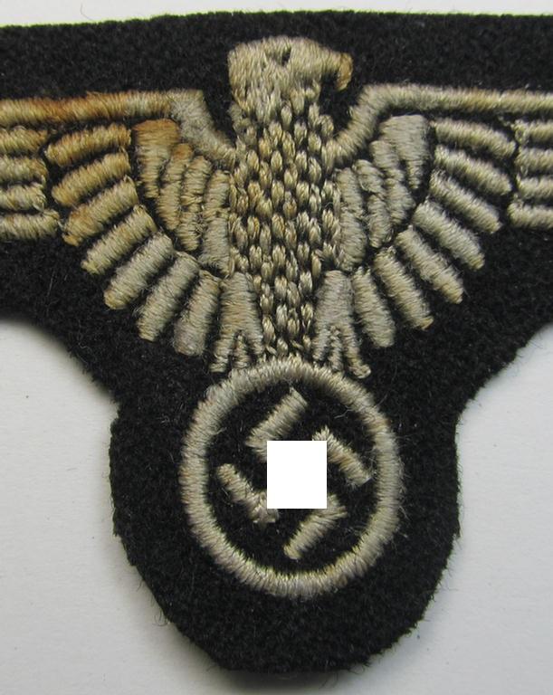 Attractive example of a mid- (ie. later-war-) pattern, 'SS' (ie. 'Waffen-SS') so-called: 'RzM-style' enlisted-mens'-/ie. NCO-pattern arm-eagle as was intended for usage by the various Waffen-SS troops throughout the war