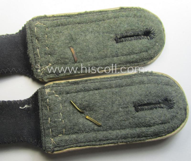 Superb pair of Waffen-SS NCO-type shoulderstraps as piped in the white-coloured branchcolour as was intended for usage by an: 'SS-Oberscharführer' who served within the: 'Waffen-SS Infanterie-Trpn.'