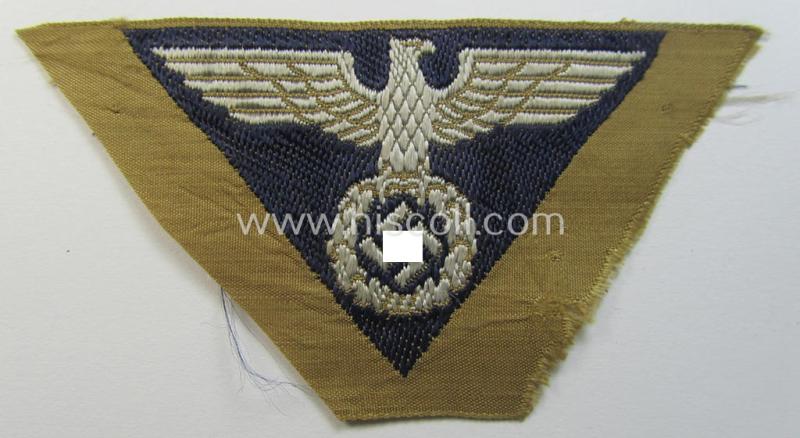 Attractive, SA-related cap-eagle as was intended for the: 'Lagermütze' (ie. side-cap) being an example as woven on a darker-blue-coloured background and as such intended for members within the: 'SA-Gruppe Hansa o. Hessen'