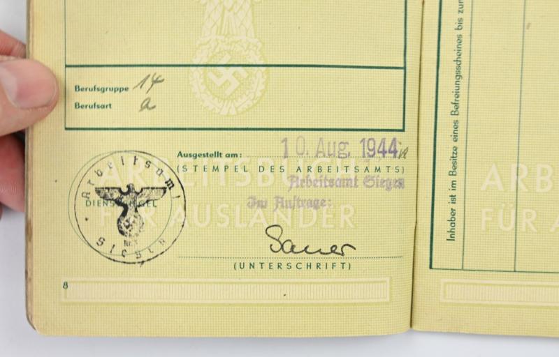 German Third Reich Foreigner (Dutch) Workers Pass