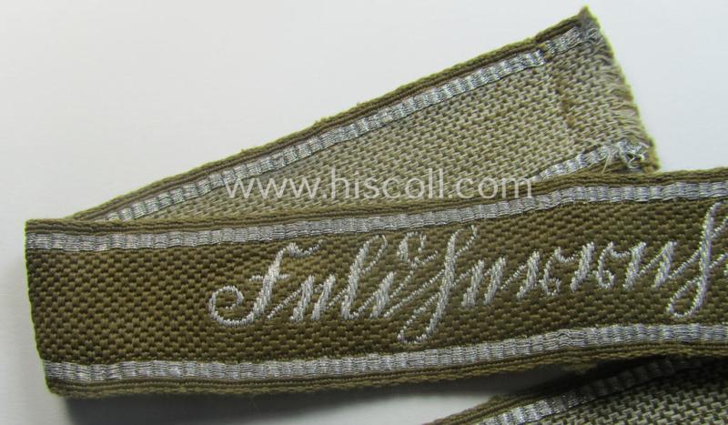 WH (Heeres), 'BeVo'-flat-wire-woven, 'FHH-Ärmelstreifen' (ie. cuff-title), as was intended for member serveing within the: '60. Pz-Gren.-Div.' “Feldherrnhalle”