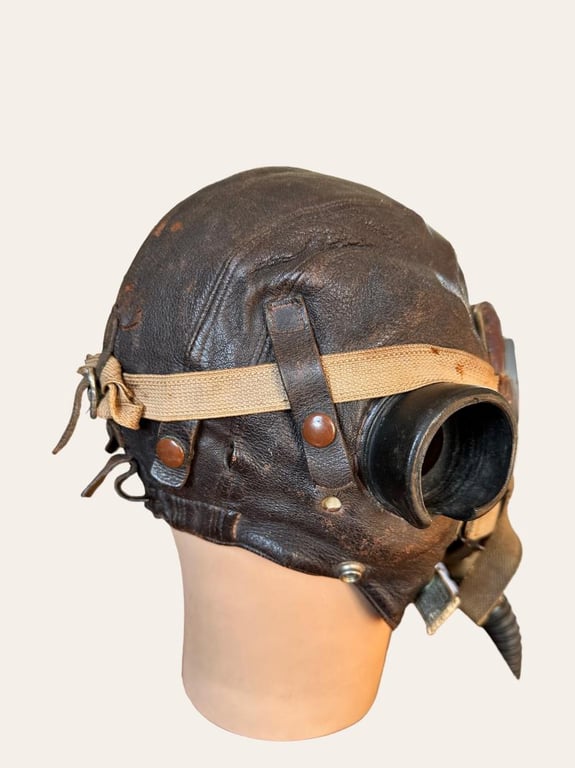 British WWII RAF Flight Cap, Goggles and Oxygen Mask