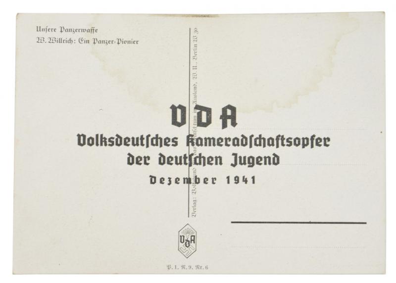 German WH 'Panzerwaffe' Postcard