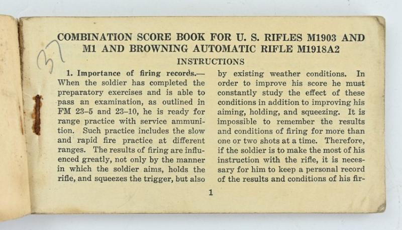 US WW2 Combination Score Book