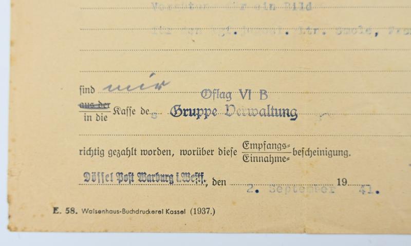Yugoslavian Painting Reciept 'Oflag VI B'